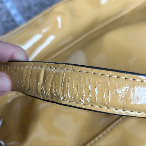Kelly & Katie Faux Patent Leather Shoulder Purse in Muted Yellow Gold - Picture 10 of 10